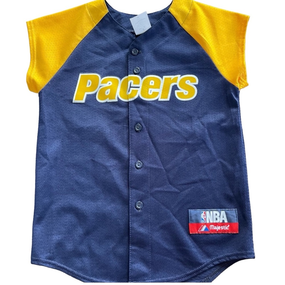 MAJESTIC Indiana Pacers Youth Shooting Shirt Blue Gold NBA Size Medium